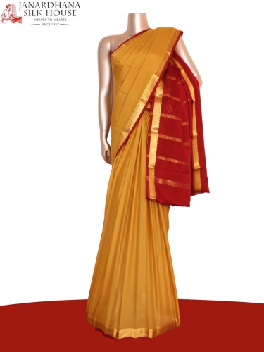 Classic Contrast Pure Mysore Crepe Silk Saree